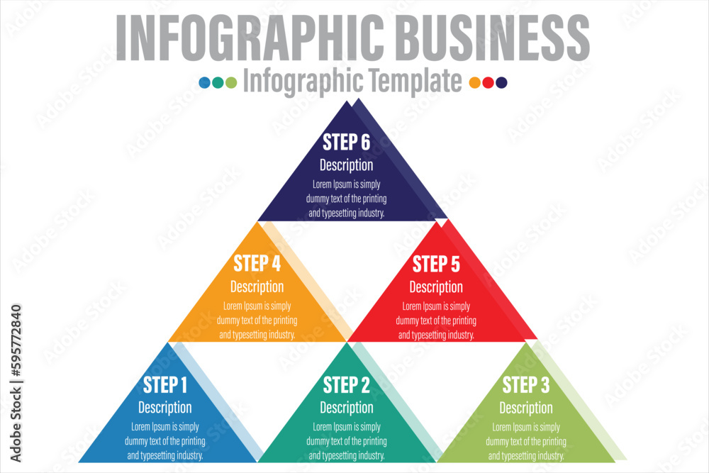 Infographic template for business. 6 steps Modern Mindmap pyramid level ...