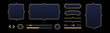 © klyaksun - Game UI elements with gold frames in medieval style. Buttons, banners different shapes, progress bar, arrows and sliders with fantasy metal border, vector cartoon set