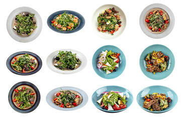 Wall Mural - Collage of isolated assorted restaurant salads