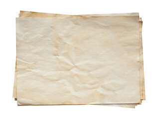 Wall Mural - Old brown paper isolated on transparent background. Png realistic design element.