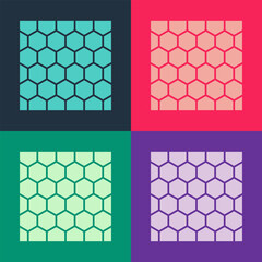 Poster - Pop art Honeycomb icon isolated on color background. Honey cells symbol. Sweet natural food. Vector