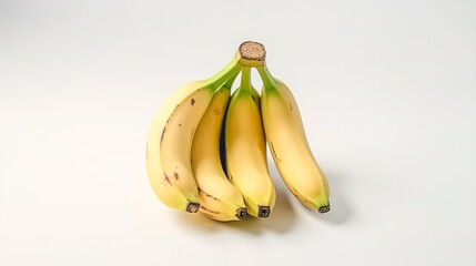 Wall Mural - Ripe bananas on a white background, isolated, generative AI.