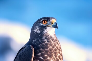 Sticker - bird in flight against a blue sky background. Generative AI