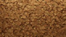 Soft Sheen, Natural Mosaic Tiles Arranged In The Shape Of A Wall. Diamond Shaped, 3D, Blocks Stacked To Create A Wood Block Background. 3D Render