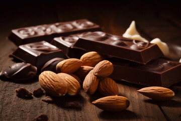 Almonds with chocolate. AI Generated