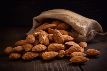 Canvas Print - Lots of almonds on the table.. AI Generated