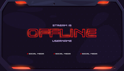 Wall Mural - offline banner red stream template design. game broadcast media overlay with neon light frame. abstr