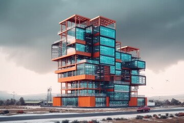 Wall Mural - modern skyscraper in a cityscape. generative ai