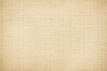Jute Hessian Sackcloth Canvas Woven Texture Pattern Background In Light Beige Cream Brown Color Blank Empty	