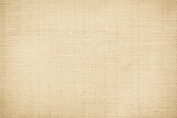 Jute hessian sackcloth canvas woven texture pattern background in light beige cream brown color blank empty	