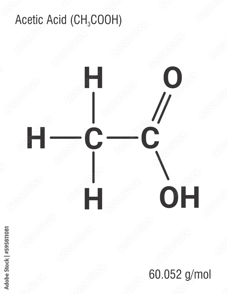 Acetic Acid CH3COOH Diagram Stock Illustration | Adobe Stock