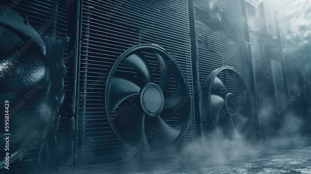 Background with Copy Space, Cooling Fans, Essential PC Component ...