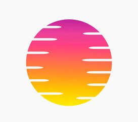 Wall Mural - sunset sun icon symbol isolated on white background.
