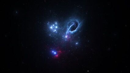 Wall Mural - galaxies nebulae and stars in the universe. creation of new worlds. space background, cosmos. 3d ren