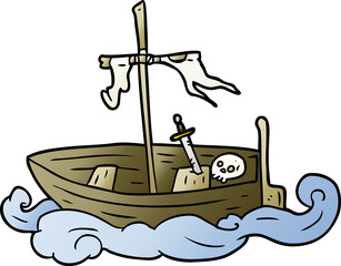 cartoon old shipwrecked boat