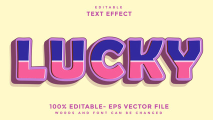 3d Colorful Word Lucky Editable Text Effect Design Template, Effect Saved In Graphic Style