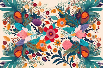 Colorful floral background. Generative ai.