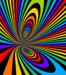 Colorful rainbow abstract vector lines psychedelic optical illusion illustration, surreal op art linear curves in hyper 3D perspective, crazy distorted design, drug hallucination delirium,