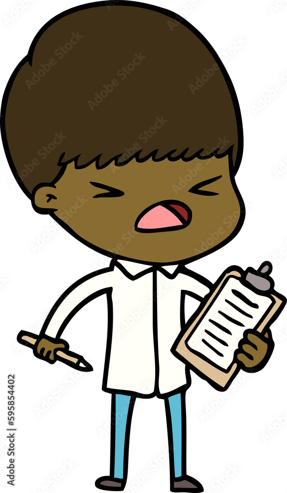 cartoon stressed man