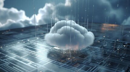 Aufkleber - Cloud computer and online data storage with tacit intelligent sharing software . Concept of smart digital transformation and technology disruption that changes global trends in new information era. Ge
