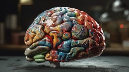 Wall Mural - Deep learning human brain anatomy. Generative ai