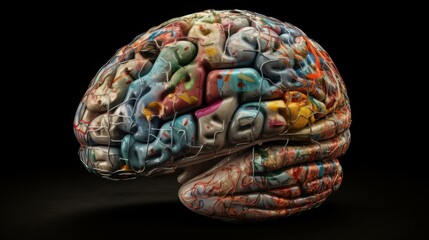Wall Mural - Deep learning human brain anatomy. Generative ai
