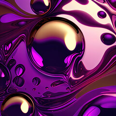 Aufkleber - abstract background with purple and golden spheres, like in 3D style, ai generation