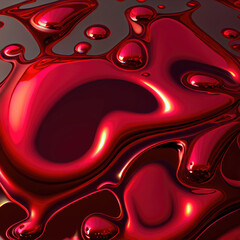 Aufkleber - Red liquid abstract background, like in 3D style, ai generation