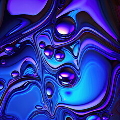 Aufkleber - Blue liquid abstract background, like in 3D style, ai generation
