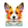 Colorful low poly Corgi dog isolated on white background, polygonal ai generation