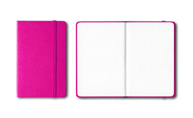 Poster - Pink closed and open notebooks isolated on transparent background