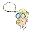 © lineartestpilot - freehand drawn thought bubble textured cartoon man with mustache and spectacles