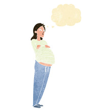 Cartoon Pregnant Woman With Thought Bubble