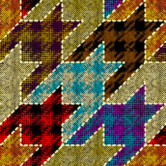 Fototapete - Imitation of a texture of rough canvas. Seamless pattern. Houndstooth image.