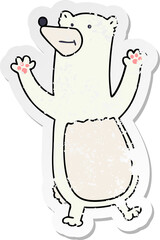 distressed sticker of a quirky hand drawn cartoon polar bear