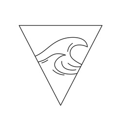 Wall Mural - Vector isolated waves inside triangle shape colorless black and white contour line easy drawing