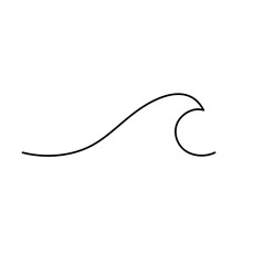 Wall Mural - Vector isolated one single simplest line wave colorless black and white contour line easy drawing
