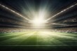 © Pixel Matrix - A dramatic football arena with green grass and rays of light. Generative AI