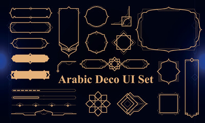 Wall Mural - set of arabic deco modern user interface elements. fantasy magic hud. good for game ui. vector illus
