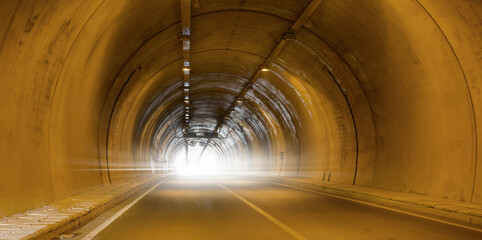 Wall Mural - Highway road tunnel with car light