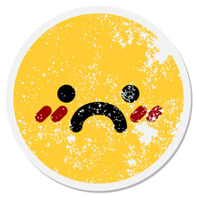 Blushing Unhappy Face Circular Sticker