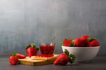 Wall Mural - Strawberry jam is made from strawberries, This jam can be used for spreading white bread,