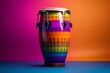 Colored background conga drum instrument. Generative AI