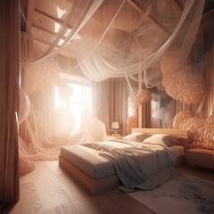 Dream fantasy bedroom, generative ai