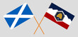 Crossed flags of Scotland and The State of Utah. Official colors. Correct proportion