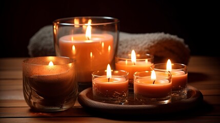 Beauty spa treeatment with candles. Al generated