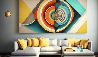 Wall Mural - hand-painted geometric abstract artwork. trends in contemporary painting, wall decoration, and pictu