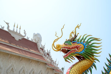 Wall Mural - Chinese temple with dragons wat Hyua Pla Kang in Chiang Rai