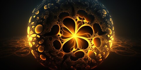 Wall Mural - fractal wallpaper with abstract luminous spheres generative ai