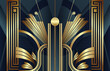 Abstract geometric golden art deco style background.